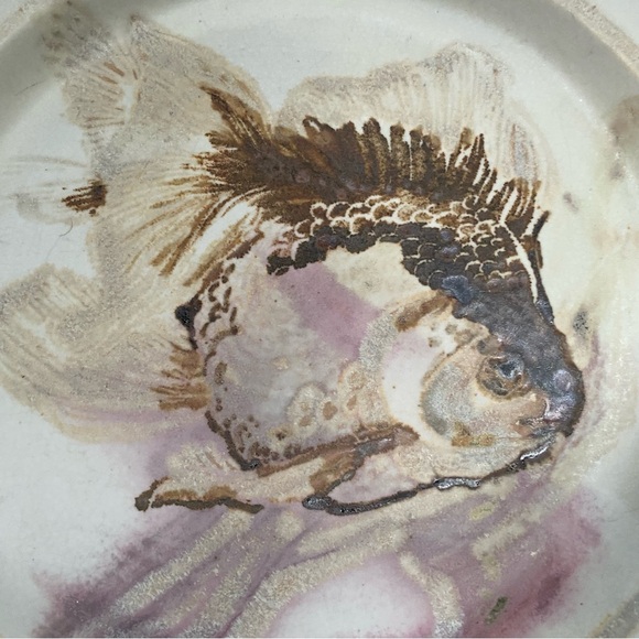 Large 12" Studio Pottery Fish Platter Plate Artist Signed M - Picture 6 of 10